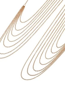 1pc Gold Metallic Snake Pattern Single/Multi-Layer Chain Tassel Body Jewelry, Beach Bikini Sexy Body Chain Necklace - Gold - View 5