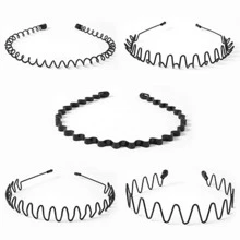 5 chiếc băng đô thời trang thiết kế sóng rắn Unisex cho cuộc sống hàng ngày - màu đen - Xem 2