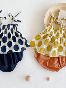 Bebé 1 pieza Top de tirantes con estampado de lunares & 1 pieza Shorts - Amarillo - Ver 4