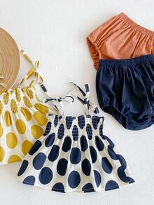 Bebé 1 pieza Top de tirantes con estampado de lunares & 1 pieza Shorts - Amarillo - Ver 10