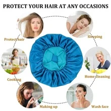 Mũ chụp tóc rộng vành đầy màu sắc/mũ ngủ/Băng đô co giãn/Mũ vành ngắn, Bốn Mùa - Màu xanh ngọc - Xem 6
