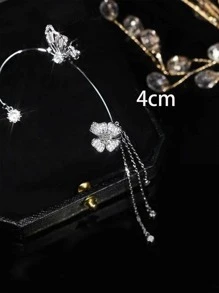 1pc Rhinestone Butterfly Decor Ear Wrap - Silver - View 4