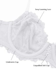 Wingslove Plus Size Solid Floral Lace Minimizer Underwired Sexy Bra Non Padded Unlined Full Coverage Sexy Lingerie Bra