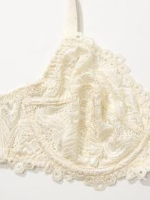 WINGSLOVE Plus Size Elegant Floral Lace Underwire Bra - Beige - View 8