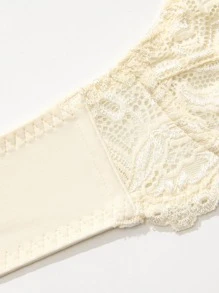 WINGSLOVE Plus Size Elegant Floral Lace Underwire Bra - Beige - View 10