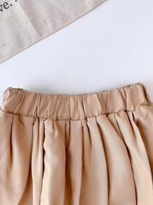 Young Girls Cute Bear Print Short Sleeve Shirt + Pleated Skirt Set, Back To School Summer Wear