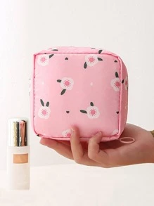 Túi lưu trữ băng vệ sinh, Túi đựng kinh nguyệt có dây kéo Lưu trữ băng vệ sinh di động Băng vệ sinh Giữ các nhu yếu phẩm ký túc xá đại học, Túi đựng đồ - Hồng - Xem 2