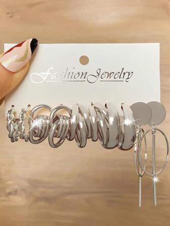 5對/套極簡圓耳環