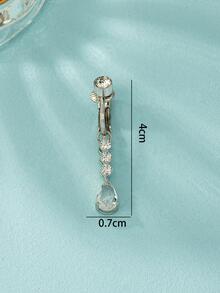 1 件時尚海灘比基尼風格無穿刺肚臍環帶寶石裝飾 - 銀色 - 查看 3