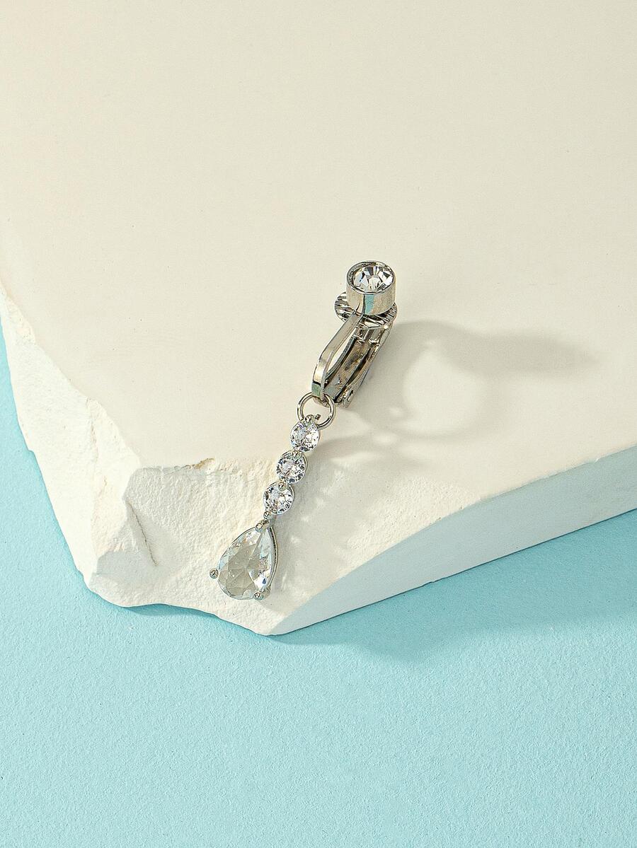 1 件時尚海灘比基尼風格無穿刺肚臍環帶寶石裝飾 - 銀色 - 查看 1