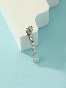 1 件時尚海灘比基尼風格無穿刺肚臍環帶寶石裝飾 - 銀色 - 查看 2