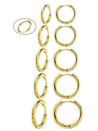 10Pcs Minimalist Titanium Steel Hoop Earrings Titanium Steel Jewelry Gift For Men Fashionable