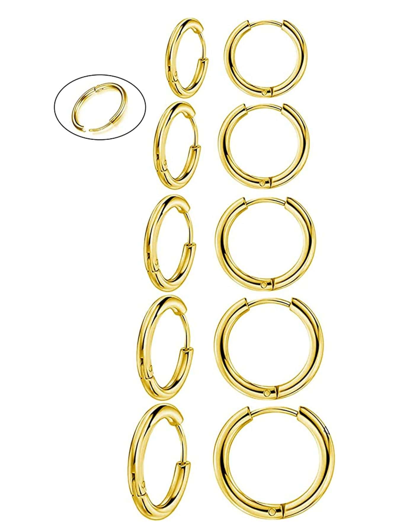 10Pcs Minimalist Titanium Steel Hoop Earrings Titanium Steel Jewelry Gift For Men Fashionable