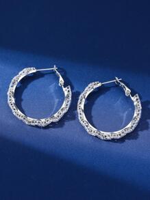 1 Đôi Khuyên Tai Vòng Đính Đá Cubic Zirconia Trang Trí Quyến Rũ Cho Nữ Cho Ngày Của Mẹ Quà Tặng - Bạc - Xem 2