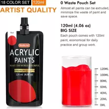 Shuttle Art Acrylic Paint, 18 Colors Acrylic Paint Pouches (120ml/4.06oz), Artist Grade Acrylic Paint Set, Rich Pigments, Non-Toxic for Artists, Beginners and Kids on Rocks Crafts Canvas Wood Ceramic
