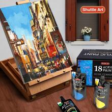 Shuttle Art Acrylic Paint, 18 Colors Acrylic Paint Pouches (120ml/4.06oz), Artist Grade Acrylic Paint Set, Rich Pigments, Non-Toxic for Artists, Beginners and Kids on Rocks Crafts Canvas Wood Ceramic