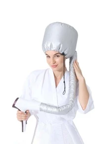 1個白色攜帶式吹風機帽,吹風機加熱帽,優雅的盔形吹風機附件,具有集成彈性頭帶的護髮和美髮功效 - 銀色 - 查看 1