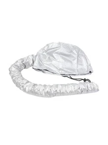 1個白色攜帶式吹風機帽,吹風機加熱帽,優雅的盔形吹風機附件,具有集成彈性頭帶的護髮和美髮功效 - 銀色 - 查看 4