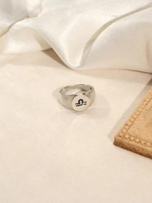 1入組12星座細節圓形裝飾戒指 - 銀色 - 查看 5