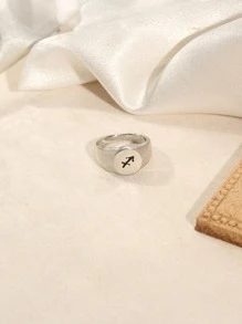 1入組12星座細節圓形裝飾戒指 - 銀色 - 查看 4