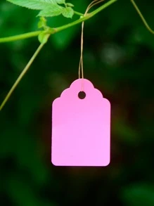 100pcs/set Plastic Plant Marker, Minimalist Solid Color Hanging Plant Label For Garden - Pink - View 1