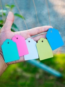 100pcs/set Plastic Plant Marker, Minimalist Solid Color Hanging Plant Label For Garden - Pink - View 5