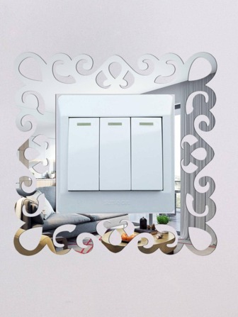 1pc Geometric Pattern Mirror Switch Outlet Wall Sticker, Stickers, Wall Decal, Vinly Decal For Home Decorations, Spring Decoration Items Refresh Your Home, Rama Decoration Stickers