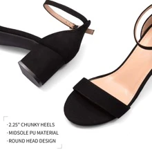 Women 2.25 In Chunky Low Heels Open Toe Block Heeled Dress Ankle Strap Pump Wedding Sandals - 黑色 - 查看 3