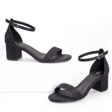Women 2.25 In Chunky Low Heels Open Toe Block Heeled Dress Ankle Strap Pump Wedding Sandals - 黑與白 - 查看 2