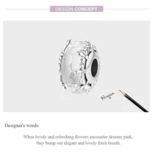 WOSTU 1入組切割珠子適合女士吊墜手環或者手鐲925純銀花朵掛飾時尚首飾類 - 銀色 - 查看 6