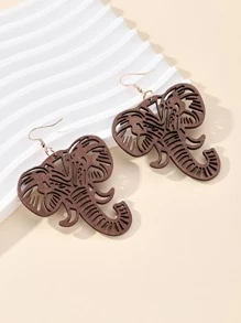Bông tai thả voi bằng gỗ - màu nâu - Xem 4