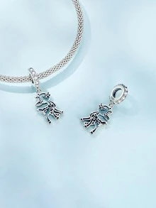 ESBERRY Mặt dây chuyền DIY trang trí bằng đá khối Zirconia - Bạc - Xem 3