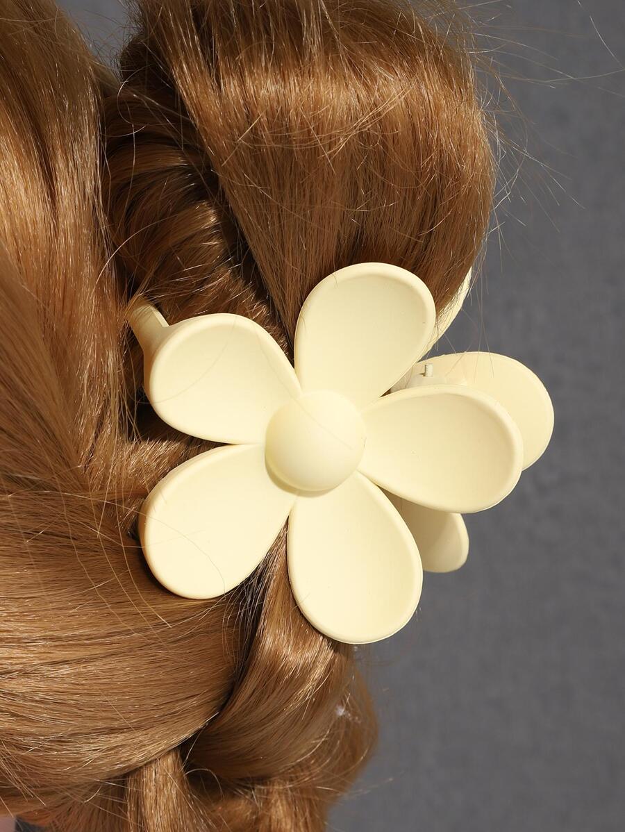 花朵設計髮爪 - 黃色 - 查看 1
