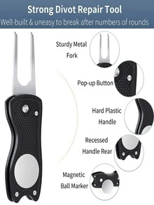 1 pieza Tenedor de plástico golf - Negro - Ver 6