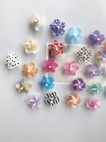 3pcs Plastic Fridge Magnet, Modern Mixed Pattern Flower Design Refrigerator Sticker For Home - Multicolor - View 4