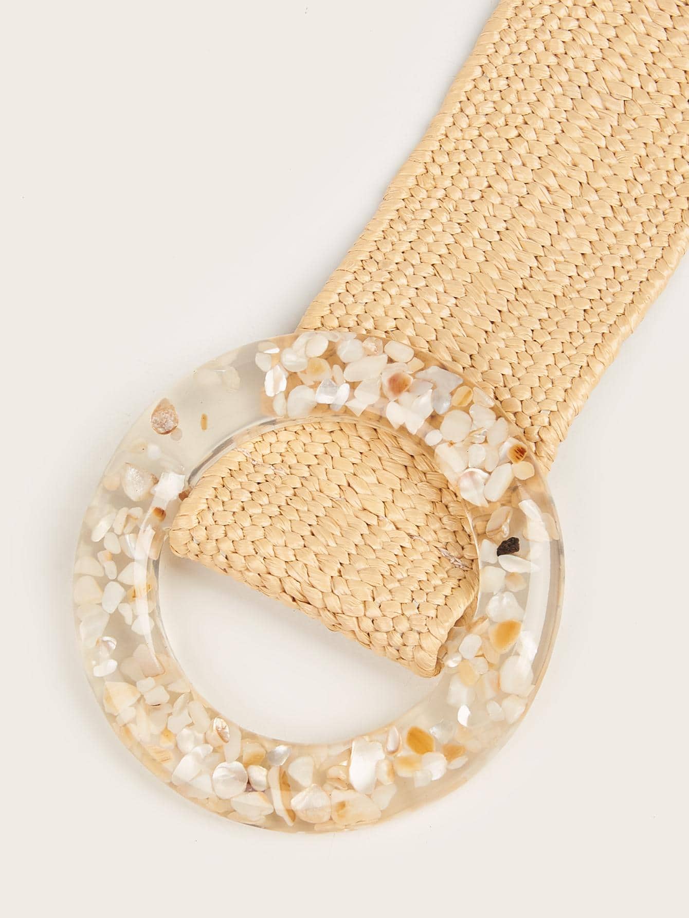 1pc vrouwen ronde gesp Boho stro riem voor zomervakantie - Beige - Bekijken 5