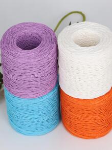 1 ovillo Hilo de rafia de paja rafia minimalista liso para casa - Verde Lima - Ver 4