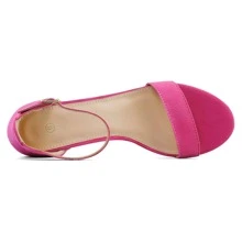Women 2.25 In Chunky Low Heels Open Toe Block Heeled Dress Ankle Strap Pump Wedding Sandals - 玫紅色 - 查看 4