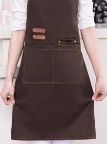 Delantal con diseño de botón - Café integral - Ver 1
