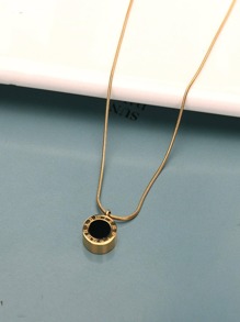 Mặt dây chuyền hình tròn khắc chữ số La Mã, chất liệu thép không gỉ, kiểu dáng thời trang punk, trang sức phổ biến, quà tặng cá nhân hóa. - Vàng - Xem 11