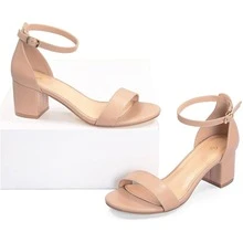 Women 2.25 In Chunky Low Heels Open Toe Block Heeled Dress Ankle Strap Pump Wedding Sandals - 藕粉色 - 查看 2