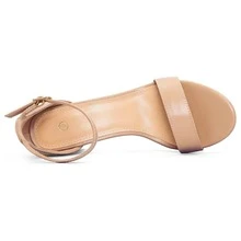 Women 2.25 In Chunky Low Heels Open Toe Block Heeled Dress Ankle Strap Pump Wedding Sandals - 藕粉色 - 查看 4