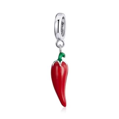 WOSTU 1pc 925 Sterling Silver Charms Petite Little Peppers Bead Red Pendant Fit Original Bracelet Necklace For Women Jewelry