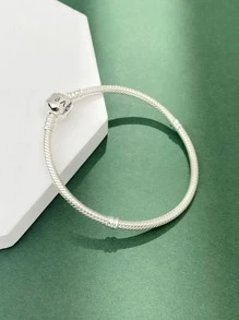 Newsoul 1入組極簡S925純銀心手環適用於女士華麗首飾類約會禮物16cm17cm18cm19cm20cm21CM22cm - 銀色 - 查看 4