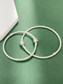 Newsoul 1入組極簡S925純銀心手環適用於女士華麗首飾類約會禮物16cm17cm18cm19cm20cm21CM22cm - 銀色 - 查看 8