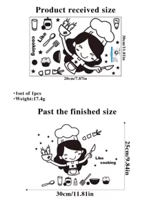 1 miếng dán tường in hình cô gái hoạt hình, nhãn dán, decal dán tường, decal vinyl trang trí nhà cửa, vật dụng trang trí mùa xuân làm mới ngôi nhà của bạn, nhãn dán trang trí lễ hội quà tặng sinh nhật tốt nghiệp trang trí nhà bếp - màu đen - Xem 4