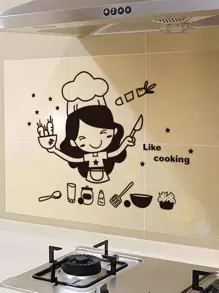 1 miếng dán tường in hình cô gái hoạt hình, nhãn dán, decal dán tường, decal vinyl trang trí nhà cửa, vật dụng trang trí mùa xuân làm mới ngôi nhà của bạn, nhãn dán trang trí lễ hội quà tặng sinh nhật tốt nghiệp trang trí nhà bếp - màu đen - Xem 9