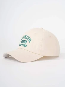 1 Pieza Elegante Gorra De Béisbol Unisex Ajustable Con Bordado De Letra - Beis - Ver 2