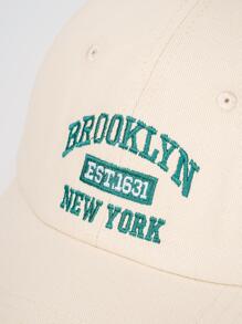 1 Pieza Elegante Gorra De Béisbol Unisex Ajustable Con Bordado De Letra - Beis - Ver 3