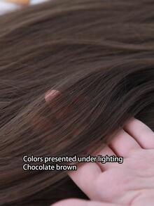 7JHH WIGS 22英寸巧克力棕色身體波浪合成假髮,帶劉海的長棕色自然波浪假髮,適用於女性日常派對使用,高貴典雅 - 巧克力棕 - 查看 4